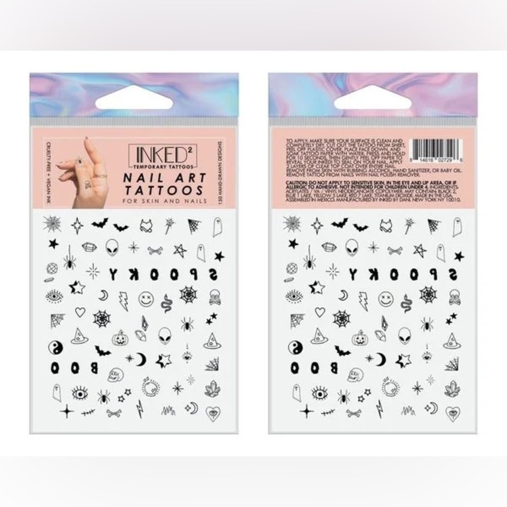 Inked temporary tattoos Nail Art Halloween